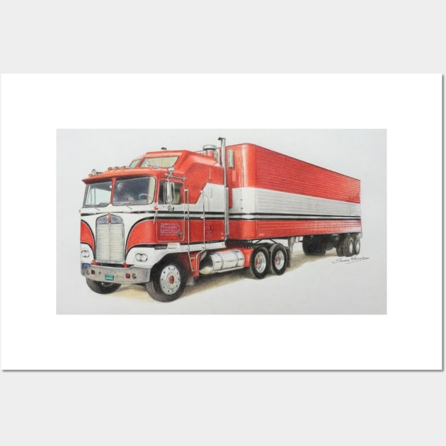 Kenworth Truck BJ & the Bear Pencil Drawing Wall Art by Sandra Warmerdam